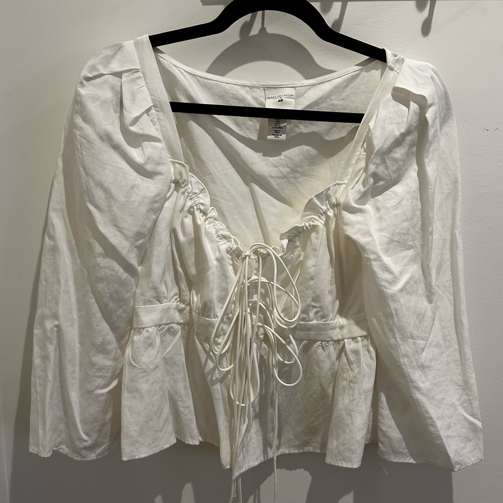Brock Collection x H&M White Tie Blouse Top small